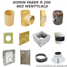 Elementy komina Faber Uniwersal o średnicy fi 200 wysokości 6mb bez kanałów wentylacyjnych