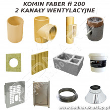 Elementy komina Faber Uniwersal o średnicy fi 200 wysokości 10mb z podwójną wentylacją