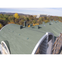Zdjęcie jak wygląda gont Hexagonal Rock Zielony na dachu budynku 3